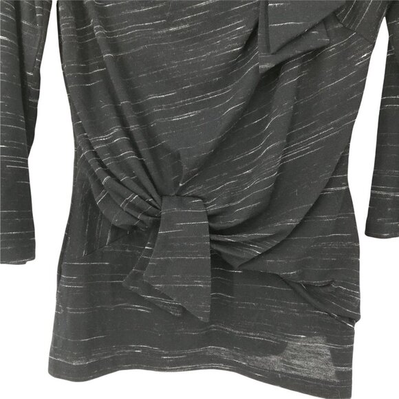 Vanessa Virginia Anthro Draped Bow Shirt Size S Heathered Space Dye Black Tied - Picture 6 of 12